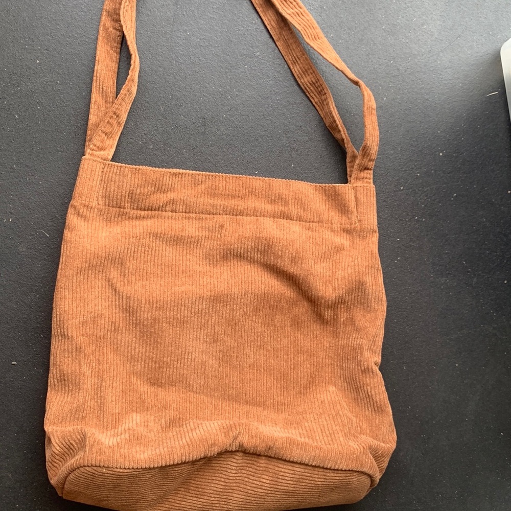 Brown corduroy tote bag
